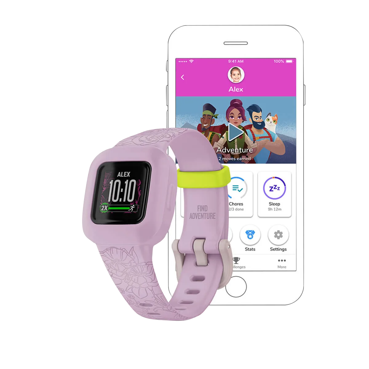 Garmin Vivofit jr 3 Lilas Floral Remis à neuf 