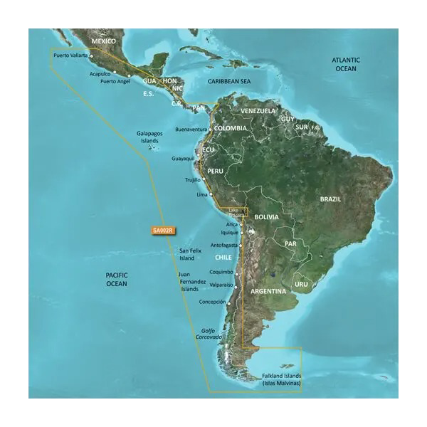 Garmin South America, West Coast Charts BlueChart g3 Vision | VSA002R | microSD/SD