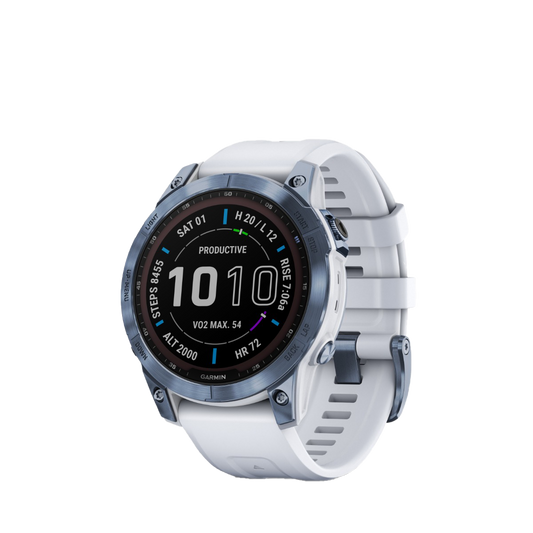 Garmin fenix 7 Sapphire Solar - Titanium DLC bleu minéral avec bracelet Whitestone (010-02540-24)