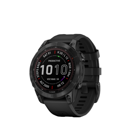 Garmin fenix 7 Sapphire Solar, titane DLC noir avec bracelet noir (010-02540-34)