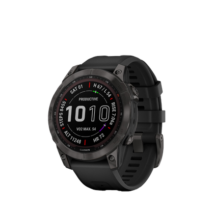 Garmin fenix 7S Sapphire Solar - Carbon Gray DLC Titanium avec bracelet noir (010-02539-24)