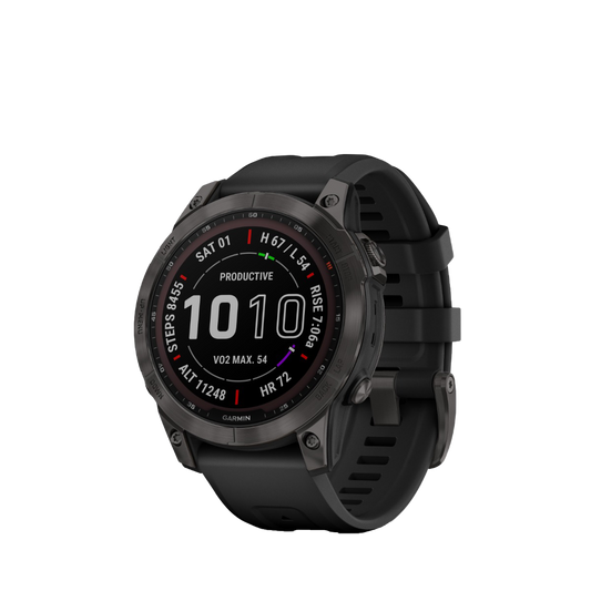 Garmin fenix 7S Sapphire Solar - Carbon Gray DLC Titanium avec bracelet noir (010-02539-24)