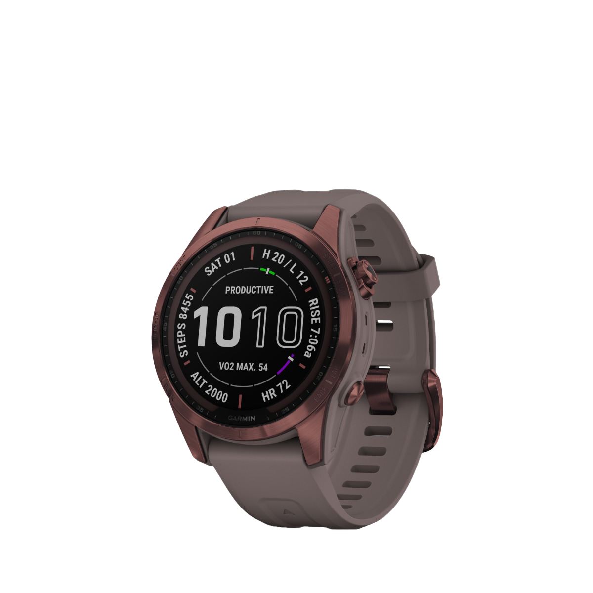 Garmin fenix 7S Sapphire Solar - Dark Bronze Titanium with Shale Gray Band