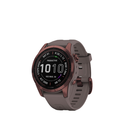 Garmin fenix 7S Sapphire Solar - Dark Bronze Titanium with Shale Gray Band