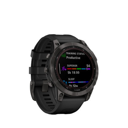 Garmin fenix 7 Sapphire Solar - Titanio DLC gris carbono con correa negra (010-02540-20)