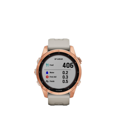 Garmin fenix 7S Solar - Or rose avec bracelet sable clair (010-02539-10)