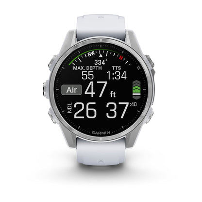 Garmin Fenix ​​8, AMOLED 43 mm, color plata con correa de silicona Whitestone (010-02903-00)