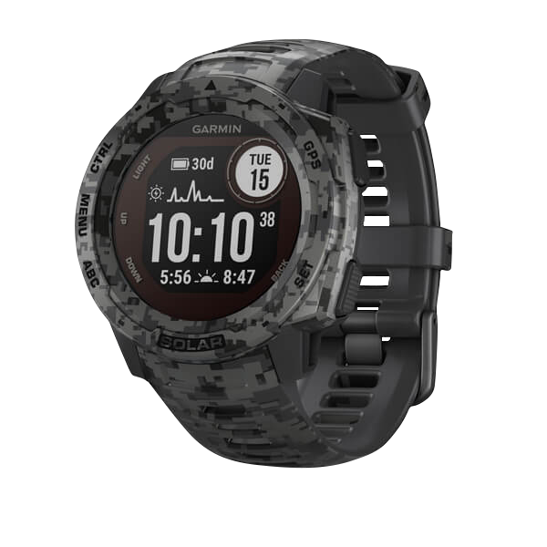 Garmin Instinct Solar, Graphite Camo, Rugged GPS Smartwatch (Garmin Certified Refurbished)