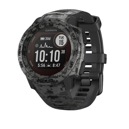 Garmin Instinct Solar, Graphite Camo, Rugged GPS Smartwatch (Garmin Certified Refurbished)