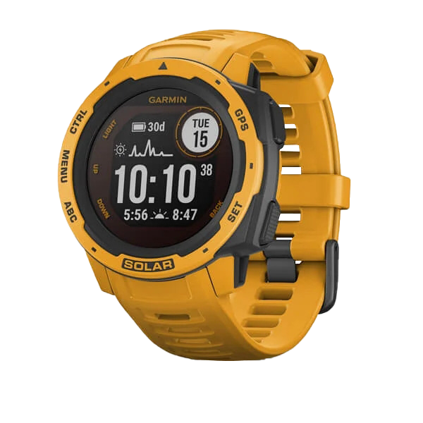 Reloj inteligente resistente con GPS Garmin Instinct Solar, Sunburst (reacondicionado certificado por Garmin)