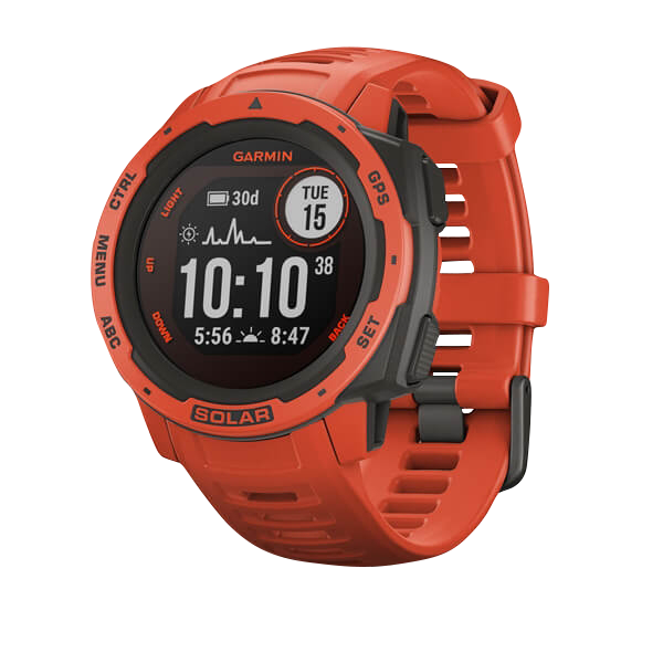 Montre connectée GPS robuste Garmin Instinct Solar, rouge flamme (reconditionnée et certifiée Garmin)