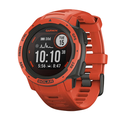 Montre connectée GPS robuste Garmin Instinct Solar, rouge flamme (reconditionnée et certifiée Garmin)