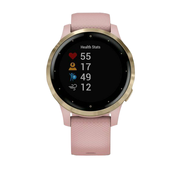 Garmin Vivoactive 4S, bracelet en silicone or clair avec rose poudré, montre connectée GPS (reconditionnée certifiée Garmin)