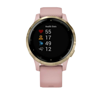 Garmin Vivoactive 4S, bracelet en silicone or clair avec rose poudré, montre connectée GPS (reconditionnée certifiée Garmin)