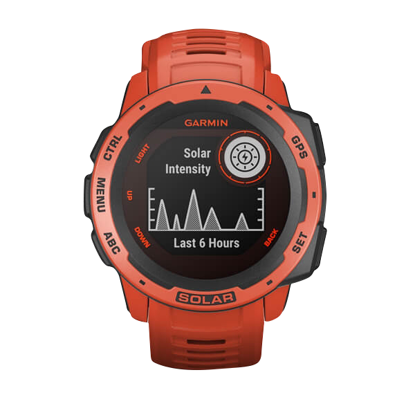 Montre connectée GPS robuste Garmin Instinct Solar, rouge flamme (reconditionnée et certifiée Garmin)