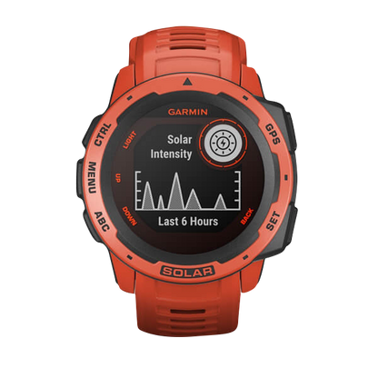 Montre connectée GPS robuste Garmin Instinct Solar, rouge flamme (reconditionnée et certifiée Garmin)