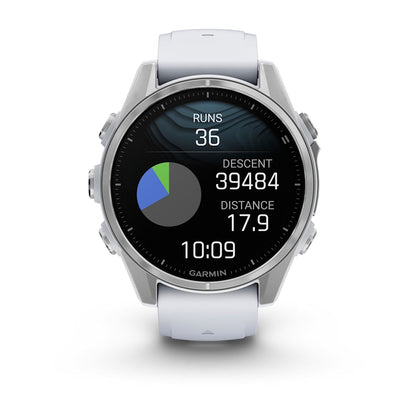 Garmin Fenix ​​8, AMOLED 43 mm, color plata con correa de silicona Whitestone (010-02903-00)