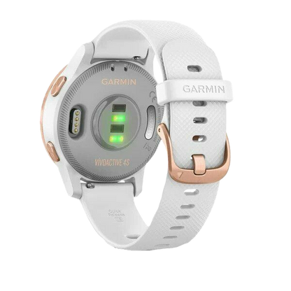 Garmin Vivoactive 4S, lunette dorée avec bracelet en silicone blanc, montre connectée GPS (reconditionnée certifiée Garmin)