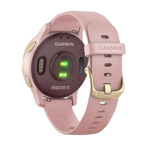 Garmin Vivoactive 4S, bracelet en silicone or clair avec rose poudré, montre connectée GPS (reconditionnée certifiée Garmin)