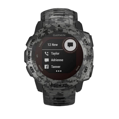 Garmin Instinct Solar, Graphite Camo, Rugged GPS Smartwatch (Garmin Certified Refurbished)