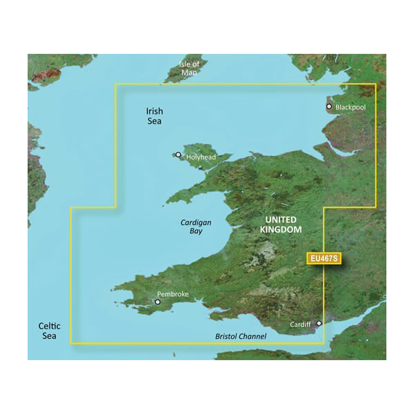 Garmin Great Britain, Blackpool to Cardiff Charts BlueChart g3 Vision | VEU467S | microSD/SD