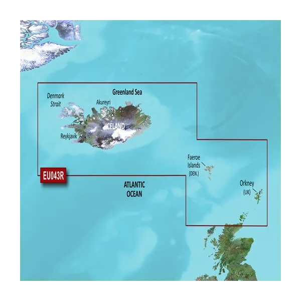 Garmin Iceland to Orkney Coastal Charts BlueChart g3 | HXEU043R | microSD/SD