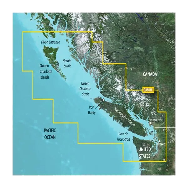 Garmin Canada, Puget Sound to Dixon Entrance Charts BlueChart g3 Vision | VCA501L | microSD/SD