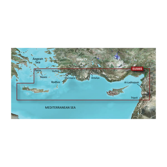 Garmin Eastern Mediterranean, Crete to Cyprus Charts BlueChart g3 Vision | VEU506S | microSD/SD