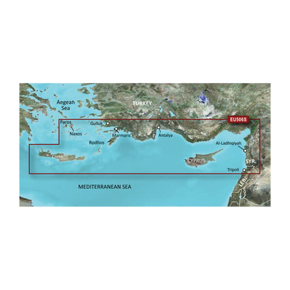 Garmin Eastern Mediterranean, Crete to Cyprus Charts BlueChart g3 Vision | VEU506S | Download