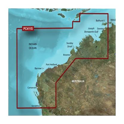 Garmin Australia, Geraldton to Darwin Coastal Charts BlueChart g3 | HXPC411S | Download