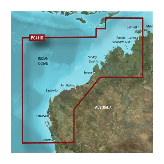 Garmin Australia, Geraldton to Darwin Coastal Charts BlueChart g3 | HXPC411S | Download