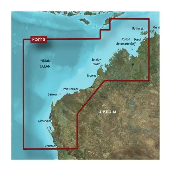 Garmin Australia, Geraldton to Darwin Coastal Charts BlueChart g3 Vision | VPC411S | microSD/SD