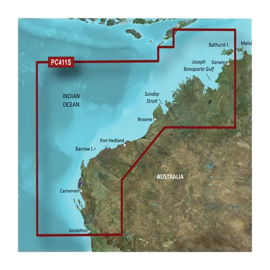 Garmin Australia, Geraldton to Darwin Coastal Charts BlueChart g3 Vision | VPC411S | microSD/SD