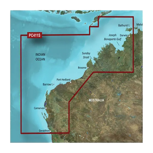 Garmin Australia, Geraldton to Darwin Coastal Charts BlueChart g3 | HXPC411S | microSD/SD