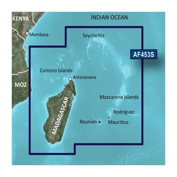 Garmin Indian Ocean, Mascarene Plateau and Madagascar Charts BlueChart g3 Vision | VAF453S | Download