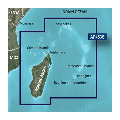 Garmin Indian Ocean, Mascarene Plateau and Madagascar Charts BlueChart g3 Vision | VAF453S | microSD/SD