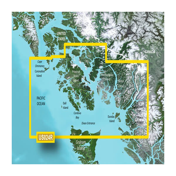 Garmin U.S., Alaska, Wrangell to Dixon Entrance Coastal Charts BlueChart g3 Vision | VUS024R | microSD/SD