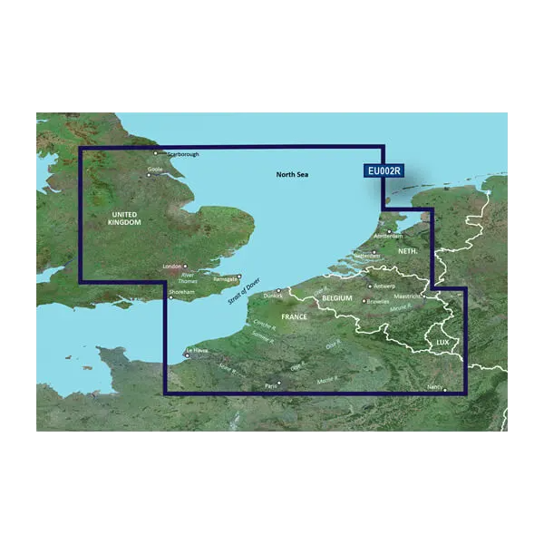 Garmin Great Britain Southeast to Belgium and Luxembourg Charts BlueChart g3 Vision | VEU002R | microSD/SD