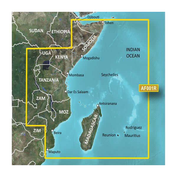 Garmin Africa, Eastern Coastal and Inland Charts BlueChart g3 | HXAF001R | microSD/SD