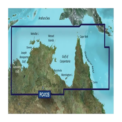 Cartes côtières Garmin Australia, Admiralty Gulf WA à Carins BlueChart g3 | HXPC412S | microSD/SD (010-C0870-20)