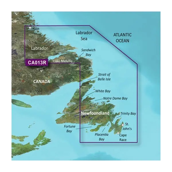 Garmin Canada, Labrador Coastal Charts BlueChart g3 Vision | VCA013R | microSD/SD