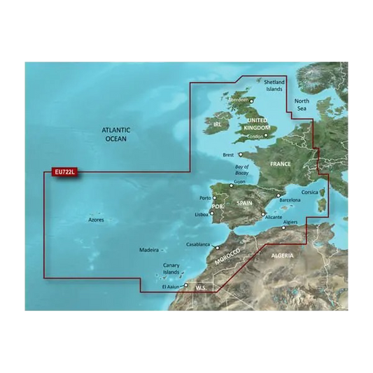 Garmin Europe Atlantic Coast Charts BlueChart g3 Vision | VEU722L | microSD/SD