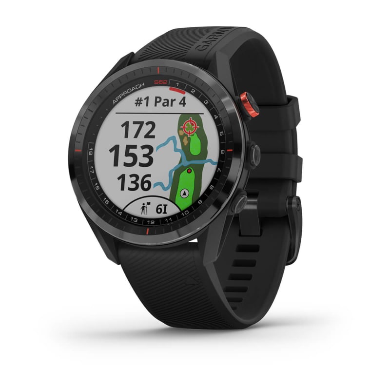 Garmin Approach S62 Black Ceramic Bezel with Black Silicone Band (Garmin Certified Refurbished)