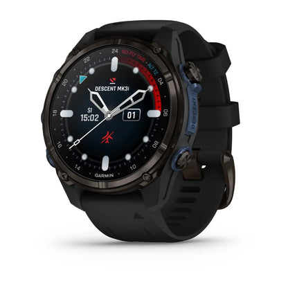 Garmin Descent Mk3i, 43 mm, titanio DLC gris carbono con correa de silicona negra (010-02753-10)