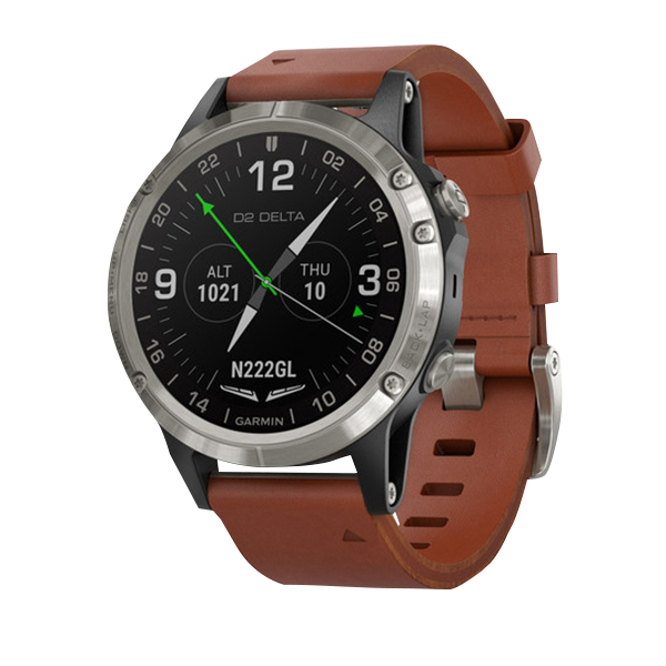 Garmin D2 Delta Aviator, bracelet en cuir marron, montre intelligente GPS pour pilotes (010-01988-30)