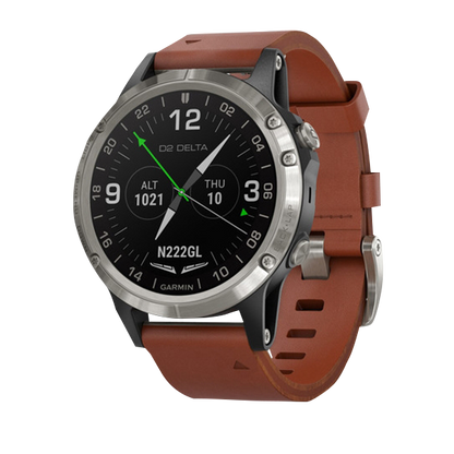 Garmin D2 Delta Aviator, bracelet en cuir marron, montre intelligente GPS pour pilotes (010-01988-30)