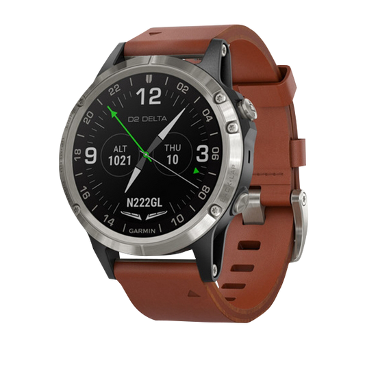 Garmin D2 Delta Aviator, Brown Leather Band, GPS Smartwatch for Pilots (010-01988-30)