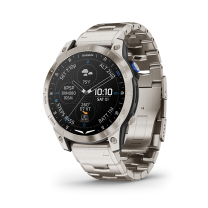 Garmin D2 Mach 1, bracelet en titane, montre intelligente GPS pour pilotes (010-02582-50)