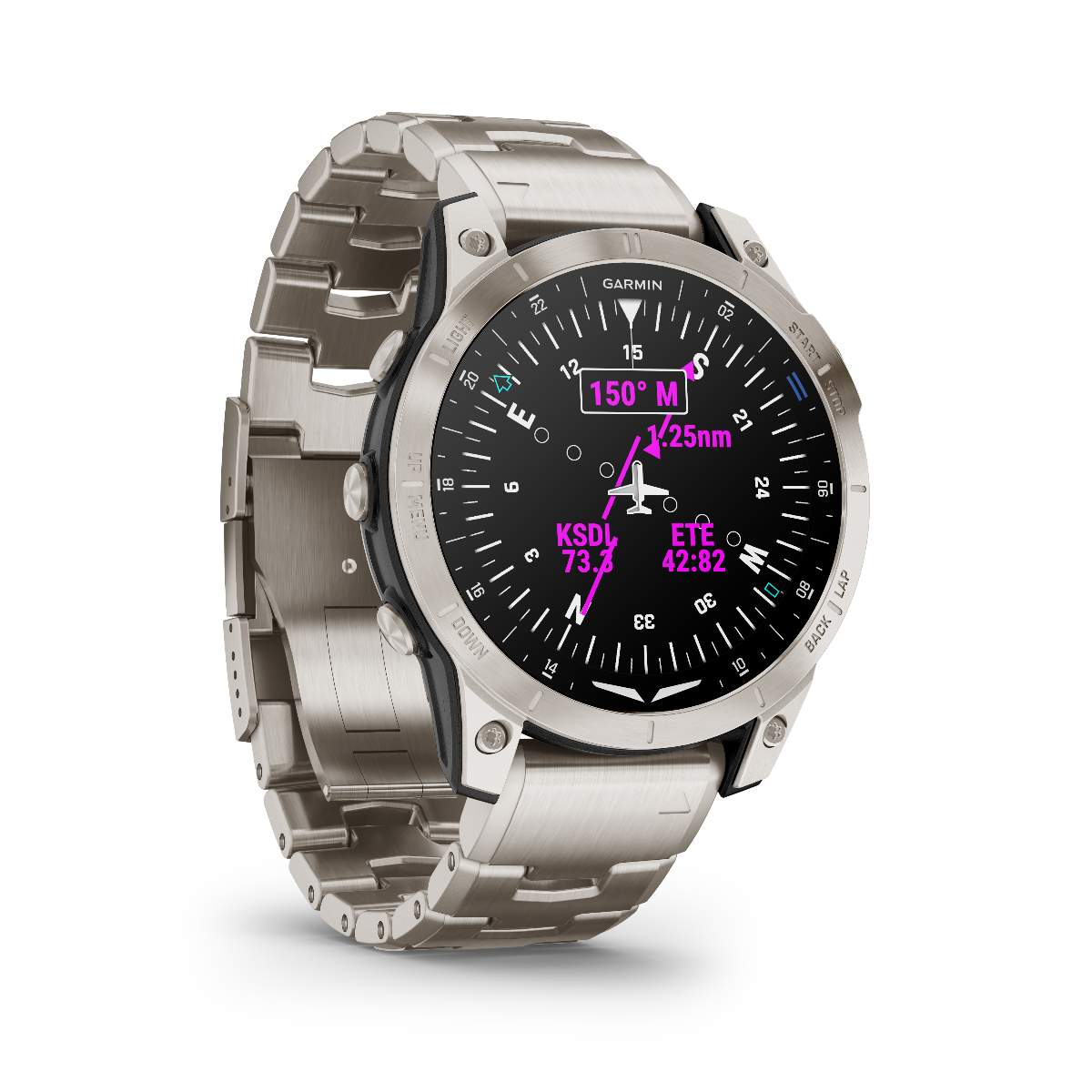 Garmin D2 Mach 1, bracelet en titane, montre intelligente GPS pour pilotes (010-02582-50)