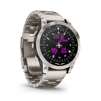 Garmin D2 Mach 1, bracelet en titane, montre intelligente GPS pour pilotes (010-02582-50)